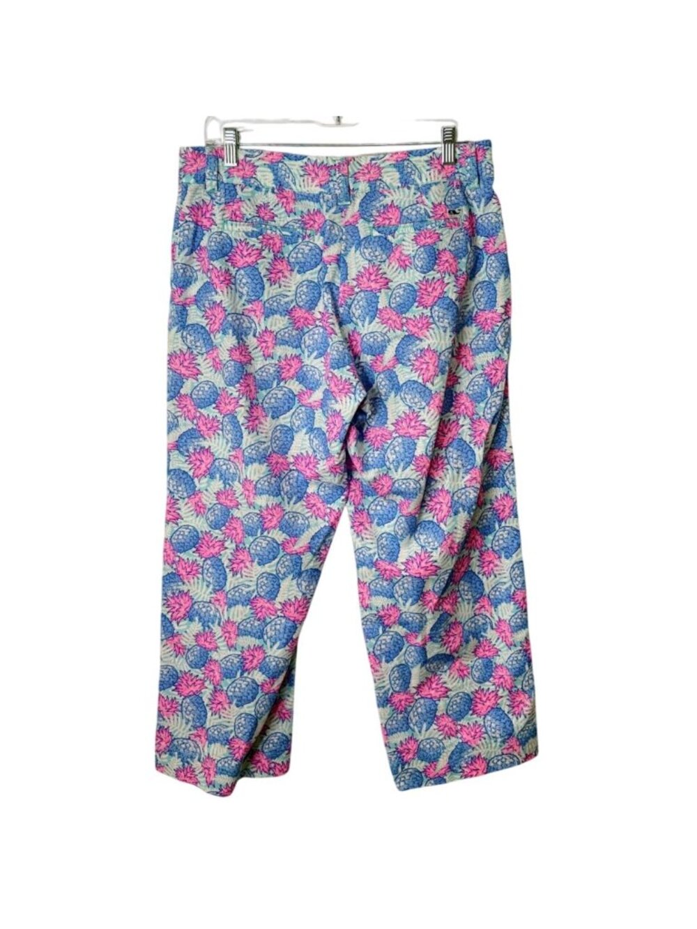 Vineyard Vines Womens Size 10 Capri Pants Linen Blend Pineapple Catamaran Blue - Picture 2 of 7